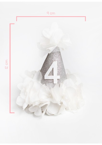 Gümüş 4 Yaş Huni Doğum Günü Klips Toka