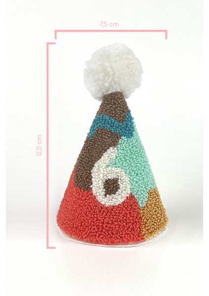 Çok Renkli Safari Punch Nakışlı 6 Rakamı Huni Doğum Günü Klips Toka