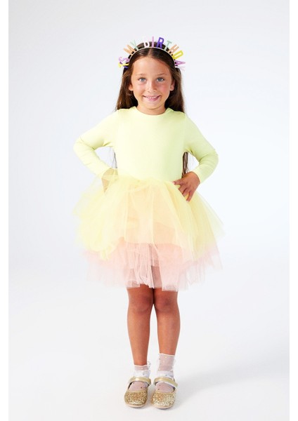 Sarı Tütü Etekli Kız Çocuk Balerin Elbise - Miranda