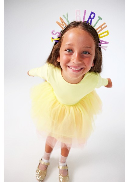Sarı Tütü Etekli Kız Çocuk Balerin Elbise - Miranda