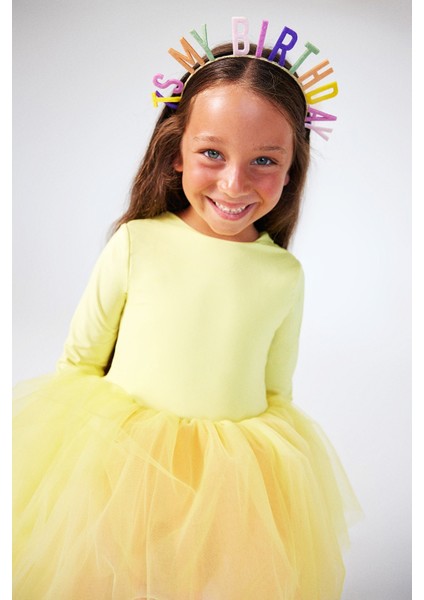 Sarı Tütü Etekli Kız Çocuk Balerin Elbise - Miranda