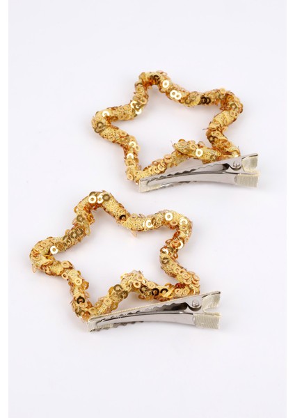 Altın Payetli Yıldız İkili Kız Çocuk Klips Toka fırsatları