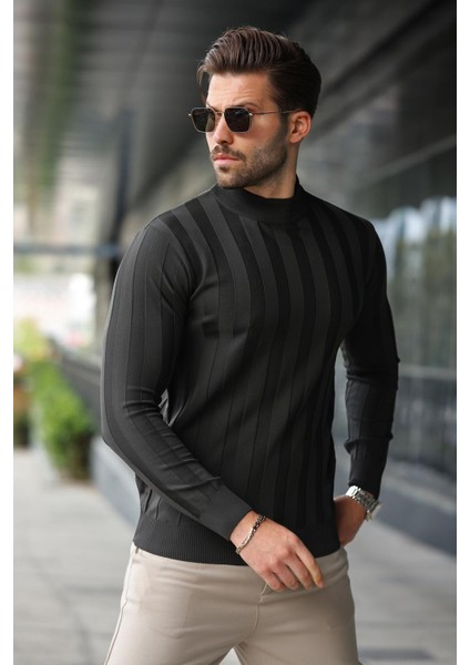 Antrasit Yarım Balıkçı Erkek Triko Kazak E7423 modelleri