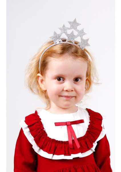 Gümüş Sıralı Yıldız Simli Kız Çocuk Taç fiyatları