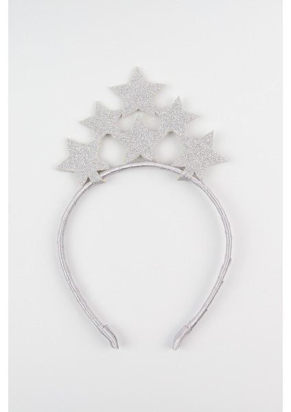 Gümüş Sıralı Yıldız Simli Kız Çocuk Taç modelleri