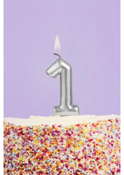 Gümüş 1 Rakamı Mum modelleri