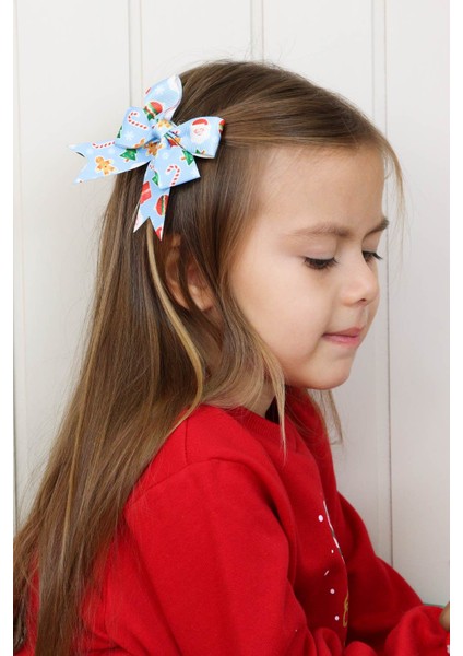 Mavi Baston Şeker Desenli 2'li Kız Çocuk Fiyonk Klips Toka indirimleri