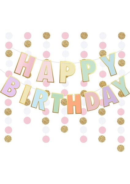 Çok Renkli Pastel Happy Birthday Banner modelleri