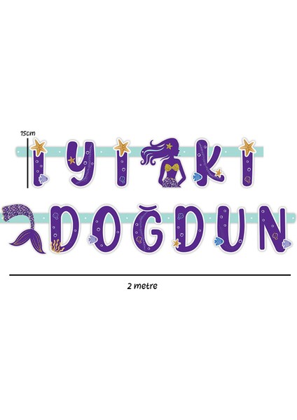 Lila Deniz Kızı Temalı İyi ki Doğdun Banner fırsatları