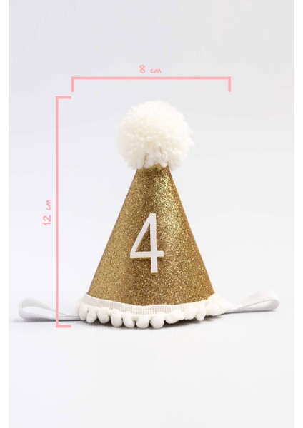 Ekru 4 Yaş Ponponlu Huni Doğum Günü Tacı fırsatları