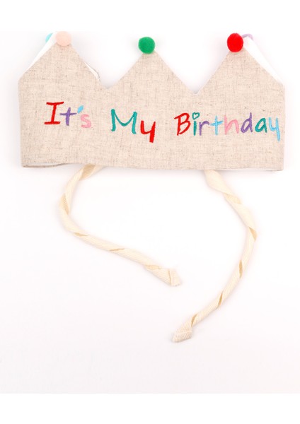 Bej Ponponlu Its My Birthday Yazılı Saç Bandı indirimleri