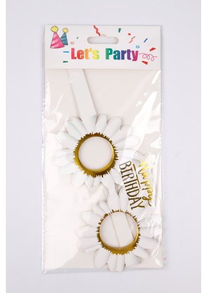 Beyaz Papatya Temalı 6'lı Parti Gözlüğü