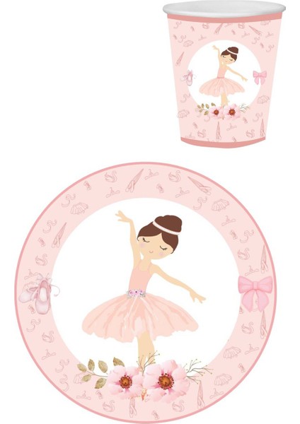 Pembe Balerin Temalı 8'li Bardak Tabak Set indirimleri