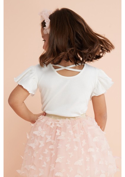 Somon Kelebek Aplikeli Kız Çocuk Tül Etek - Pauline