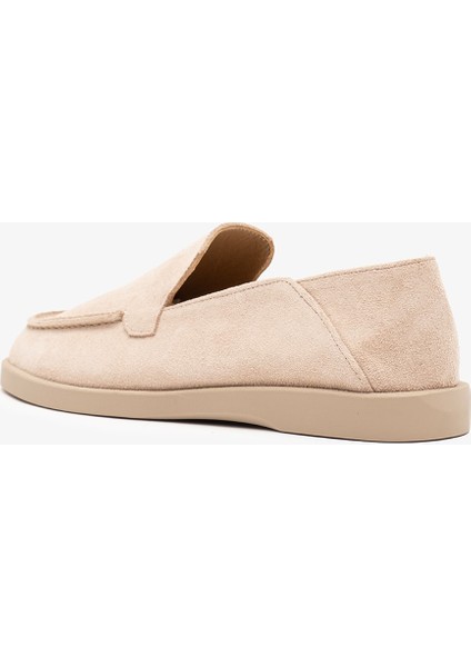 Olyne Bej Süet Deri Kadın Loafer modelleri