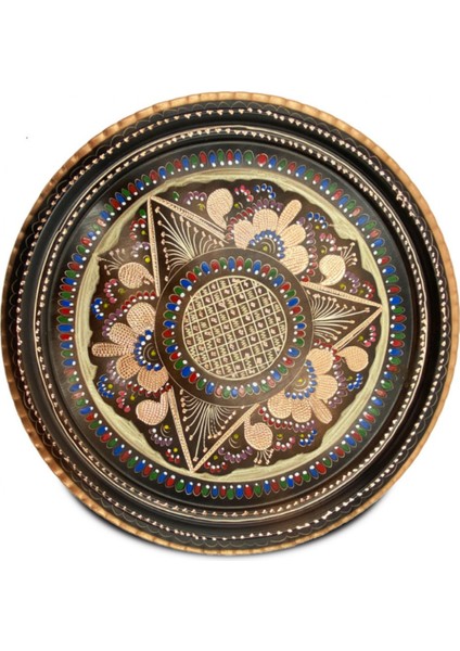 Kahve Fincanı 6 Kişilik Işlemeli Set Bakır Yuvarlak Tepsili fırsatları