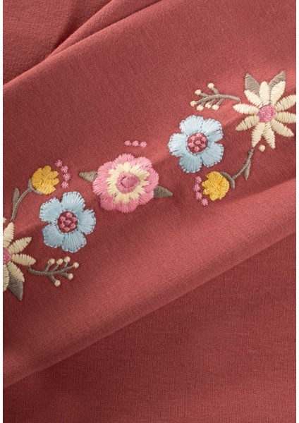 Kol Nakışlı Sweatshirt 2-12 Yaş Gül Kurusu modelleri