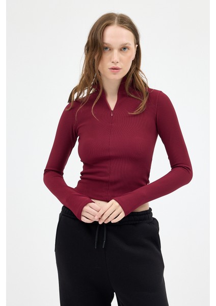 Bordo Yarım Balıkçı Yaka Fermuarlı Body 2447 fiyatları