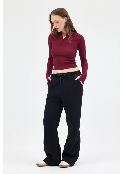 Bordo Yarım Balıkçı Yaka Fermuarlı Body 2447 fırsatları