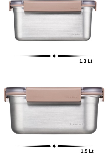 Locknlock Paslanmaz Çelik Fırın Saklama Kabı 2’li Set ( Kilitli Kapaklı ) 1,3lt+1,5lt fırsatları