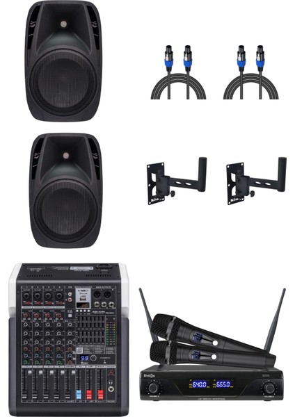 DRT-0010 2'li Askılı Aparatlı Hoparlör Mağaza Dükkan Kafe Seslendirme ve Okul Anons Sistemi