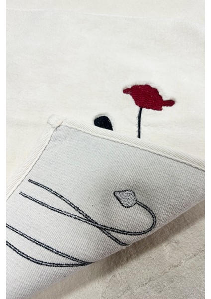 Vallmo Ekru 2li Gül Nakışlı Pamuklu Banyo Paspası fiyatları