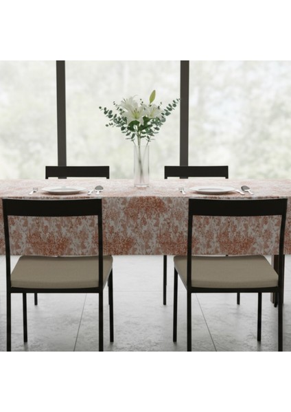 Yüksek Kaliteli Desenli Jakarlı Dokuma Kumaş Kare 160 x 160 Masa Örtüsü Açık Kahverengi Ağırlıklı