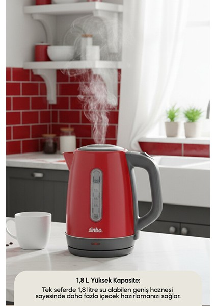 Inox Su Isıtıcı Kettle Paslanmaz Çelik SK-8031 Kırmızı fiyatları