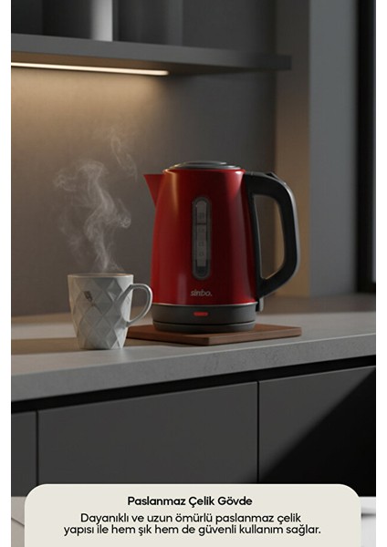 Inox Su Isıtıcı Kettle Paslanmaz Çelik SK-8031 Kırmızı fırsatları