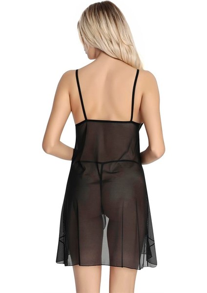 Arias Closet Siyah Dantel Işlemeli Göğüs Ip Detaylı Fantezi Tül Gecelik fiyatları