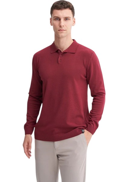 Slim Fit Viskon Kumaş Basic Polo Yaka Kazak fiyatları