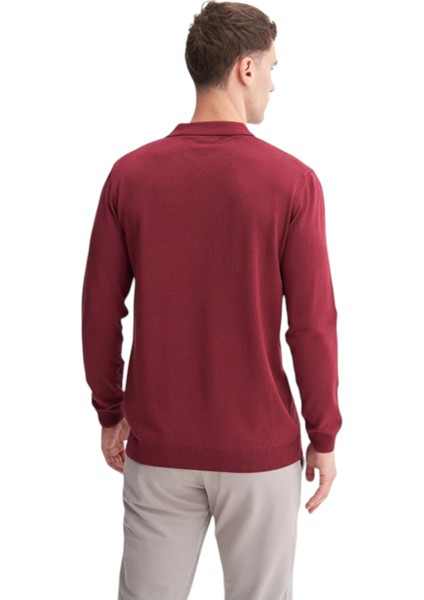 Slim Fit Viskon Kumaş Basic Polo Yaka Kazak modelleri