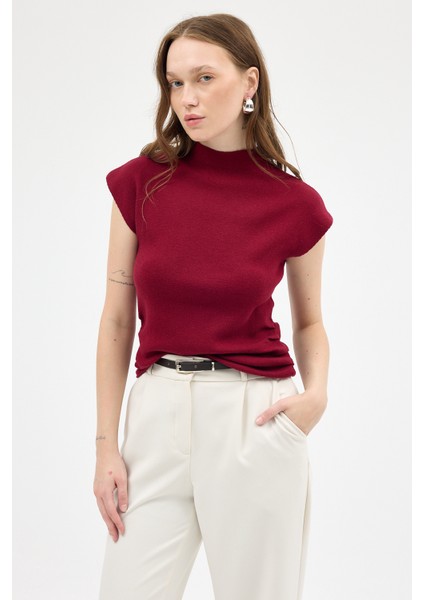 Bordo Yanları Büzgülü Triko Bluz 2306 fiyatları