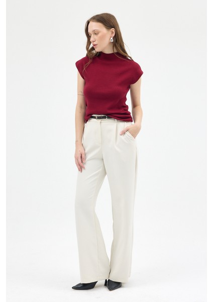 Bordo Yanları Büzgülü Triko Bluz 2306 modelleri