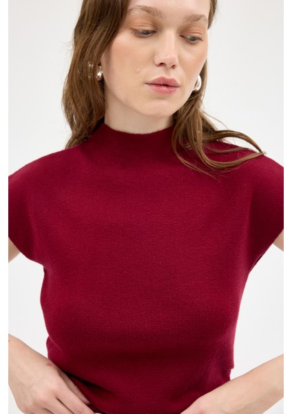 Bordo Yanları Büzgülü Triko Bluz 2306 indirimleri