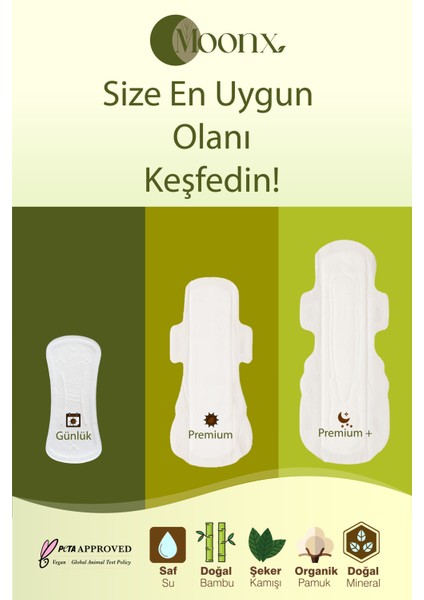 Premium Plus Hijyenik Organik Kadın Pedi (7 Adet Premium+, 9 Adet Premium, 19 Adet Standart Günlük) Hediyeli Ürün fırsatları