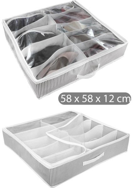 Fermuarlı Ayakkabı Düzenleyici Hurç Bölmeli Gözlü Terlik Organizer Ayakkabı Saklama Kutusu