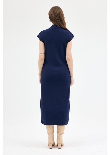 Laci Bej Büzgü Detaylı Triko Midi Elbise 2317