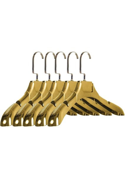5 Adet Ev Tipi 44 cm Gold Plastik Ceket Askısı Buluz Askısı Elbise Askısı Kıyafet Askısı