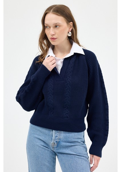 Laci Gömlek Yakalı Örgü Kadın Kazak 2335 fiyatları