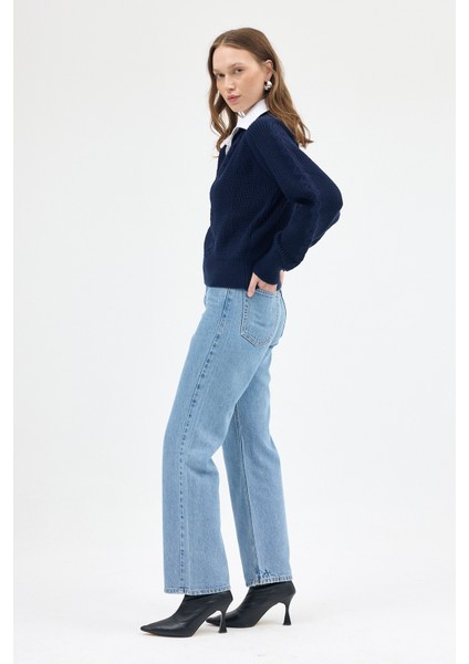 Laci Gömlek Yakalı Örgü Kadın Kazak 2335