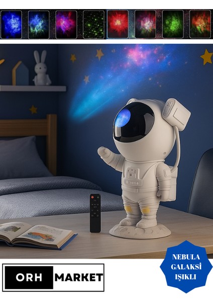 Yıldız Projektör Astronot Işıklı Galaksi Samanyolu Projeksiyon Kumandalı Gece Lambası