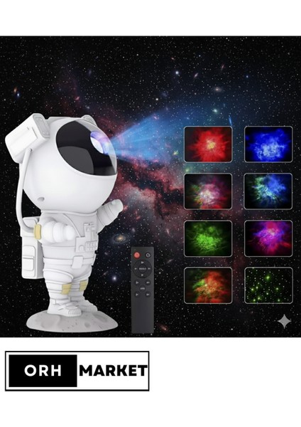Yıldız Projektör Astronot Işıklı Galaksi Samanyolu Projeksiyon Kumandalı Gece Lambası