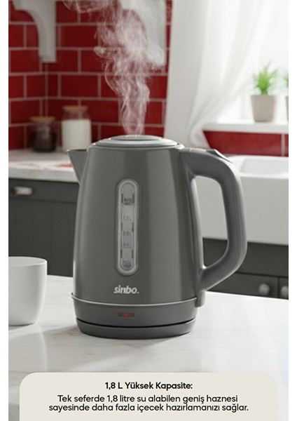 Inox Su Isıtıcı Kettle Paslanmaz Çelik SK-8031 Koyu Gri fiyatları
