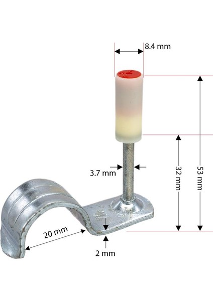 MX004 20MM Boru Sabitleme Kelepçeli Barutlu Çivi (80 Li Paket)