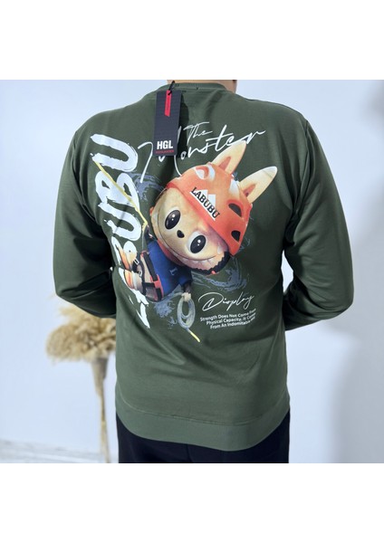 Labubu Sırt Baskı Bisiklet Yaka Sweatshirt modelleri