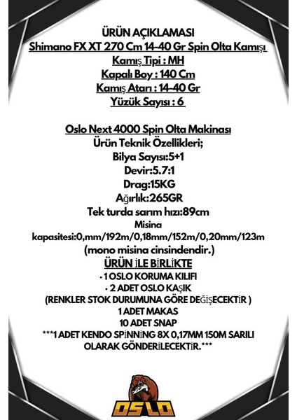 Next 4000 Shimano Fx Xt 270CM 14-42GR 8x Spin Olta Seti fiyatları
