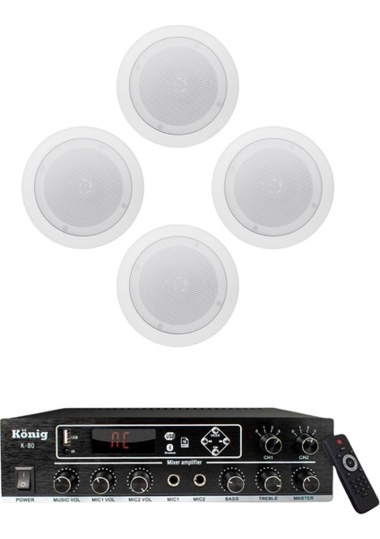König K-80 Beyaz Alçıpan Hoparlör Mağaza Dükkan Kafe Seslendirme ve Okul Anons Sistemi fiyatları