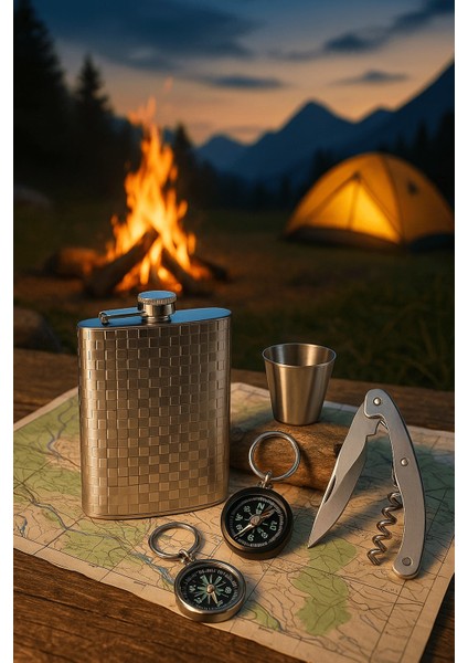 Vıp Özel Çelik Hediye Seti – Çelik Matara, Anahtarlık, Mantar Açacağı Çakı, Huni ve Shot Bardak fiyatları