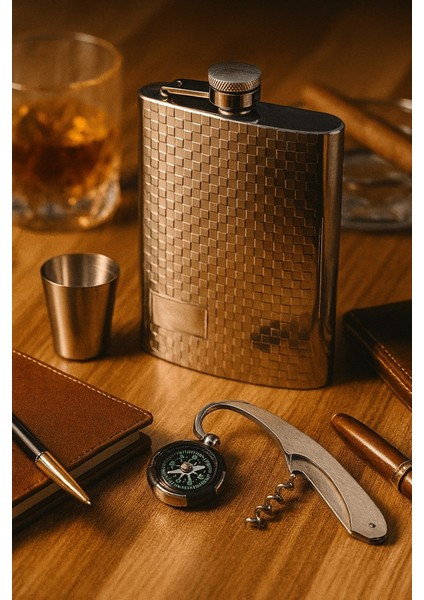 Vıp Özel Çelik Hediye Seti – Çelik Matara, Anahtarlık, Mantar Açacağı Çakı, Huni ve Shot Bardak fırsatları